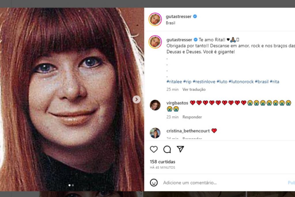 Guta Stresser lamenta a morte de Rita Lee