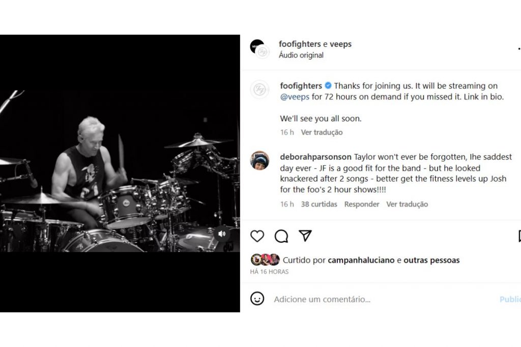 Post onde Josh Freese assume a bateria do Foo Fighter