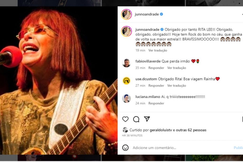 Junno Andrade lamenta morte de Rita Lee