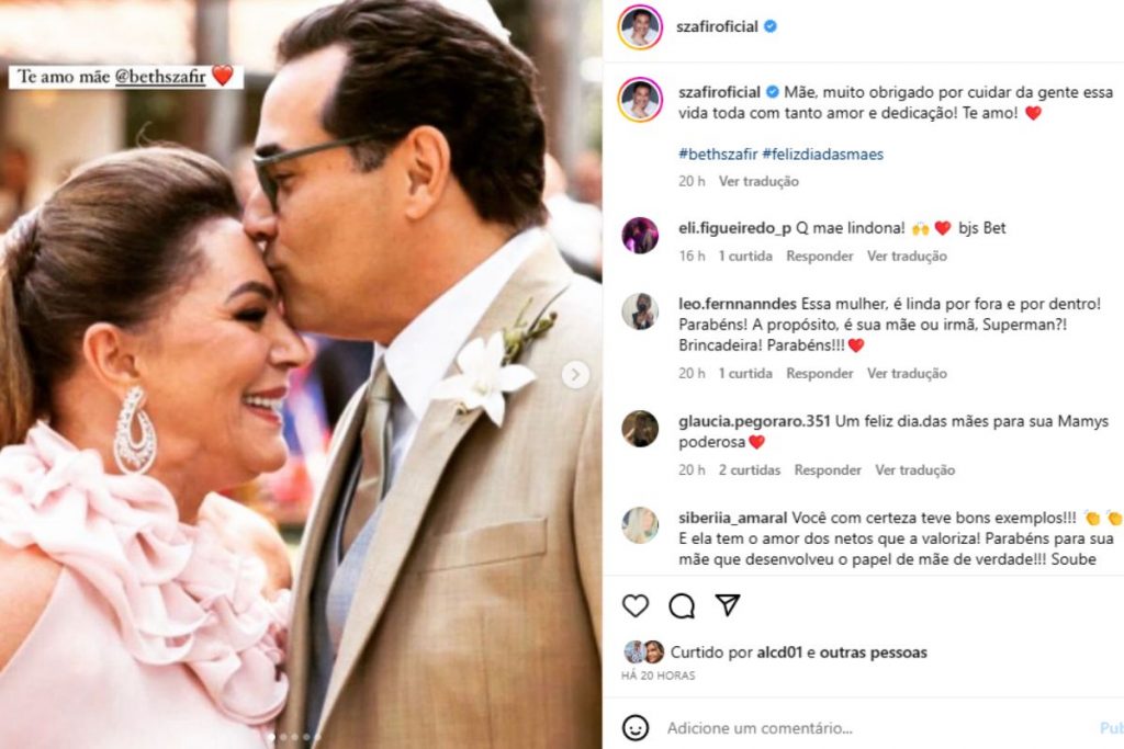 Luciano Szafir presta homenagem à mãe, Beth Szafir
