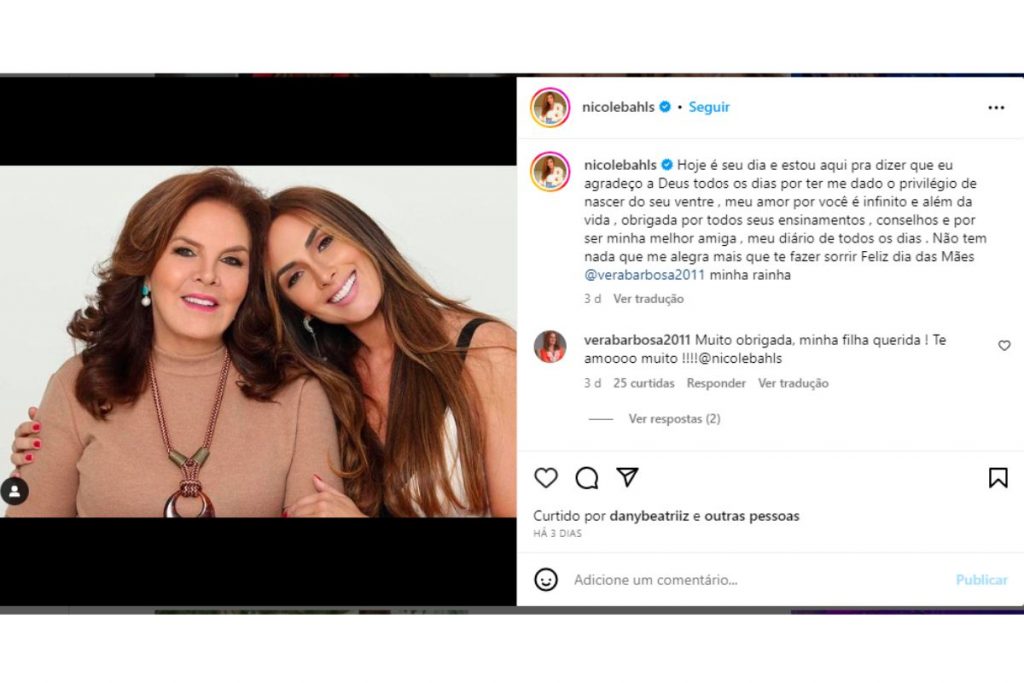 nicole bahls e sua mãe, vera 