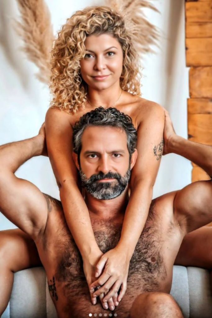 Nus, Bárbara Borges e Iran Malfitano posam juntinhos