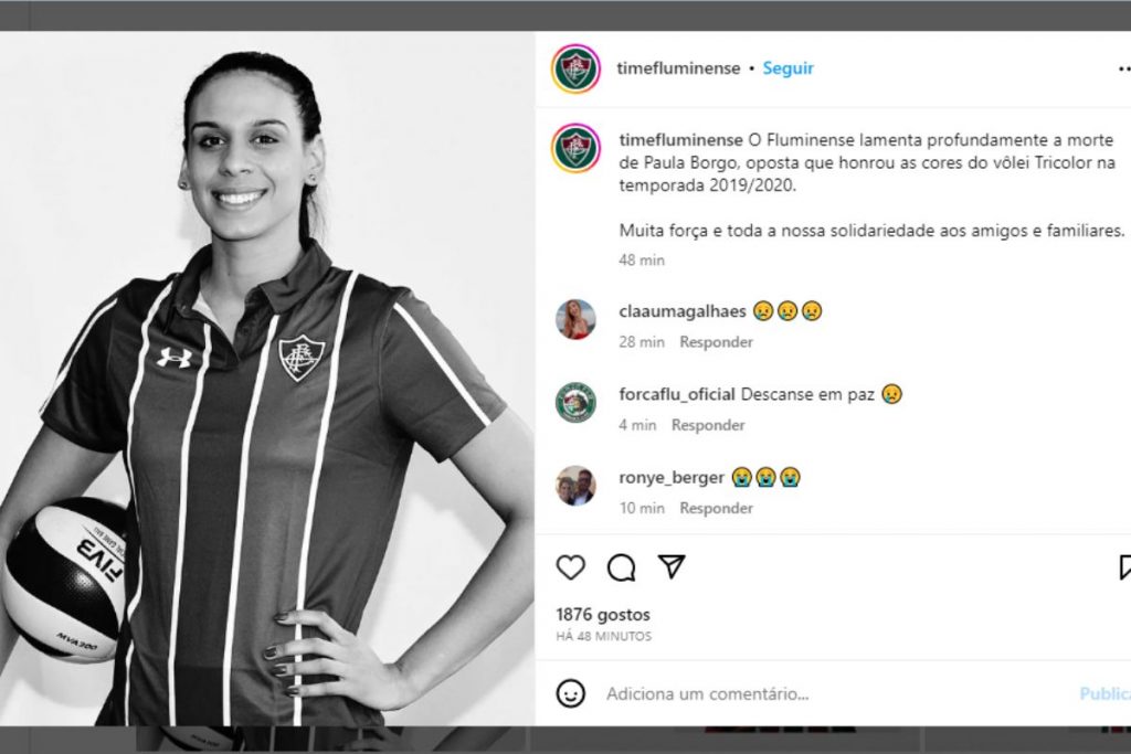 Fluminense lamentou a morte de Paula Borgo