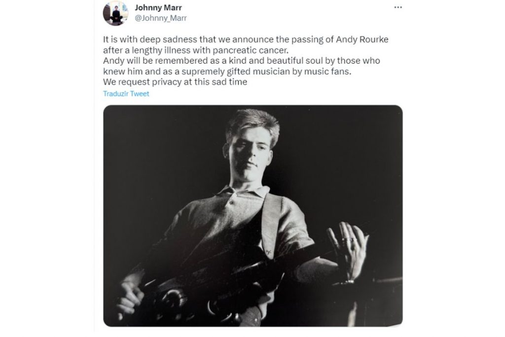 Post confirmando a morte de Andy Rouke, do The Smiths