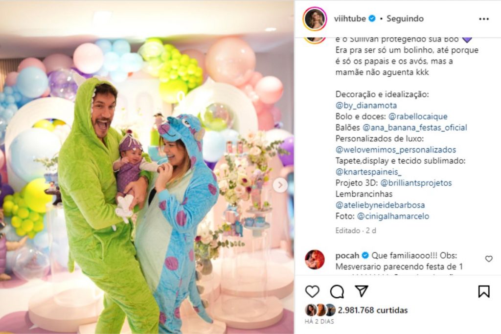 mêsversário de lua, filha de eliezer e viih tube