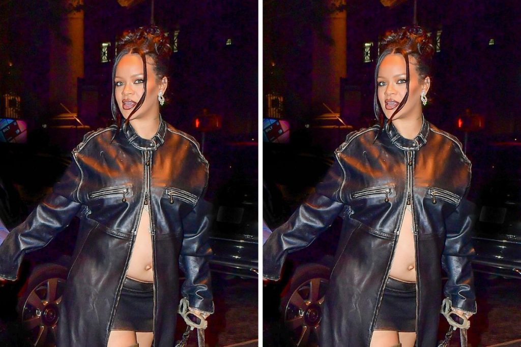 Rihanna exibe barrigão de gravidez