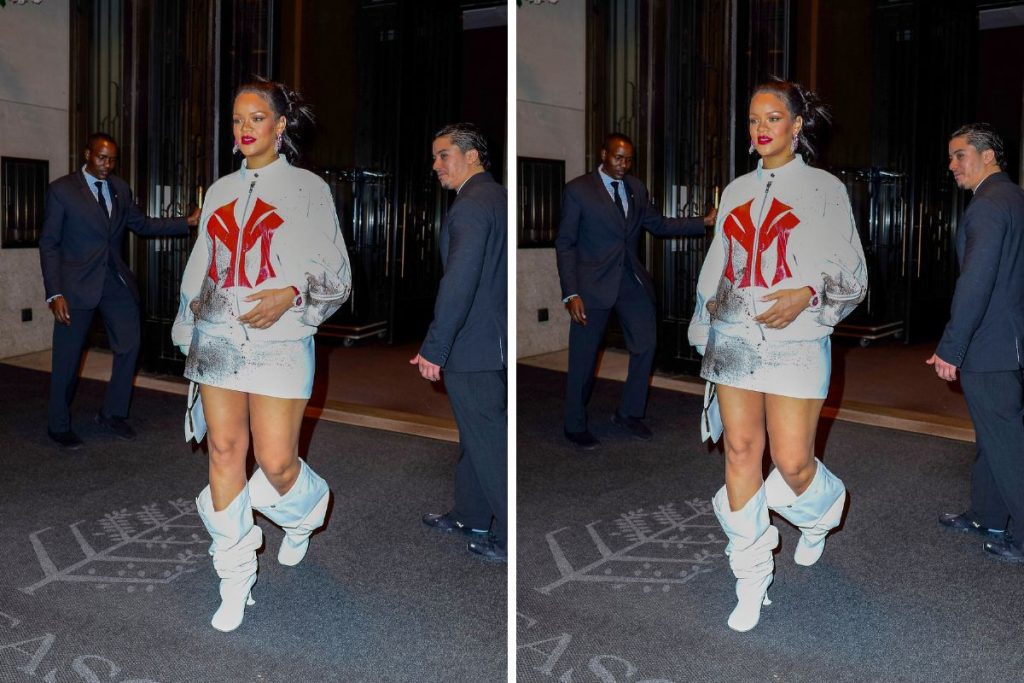 Rihanna arrasa no look e apoia o time Yankees