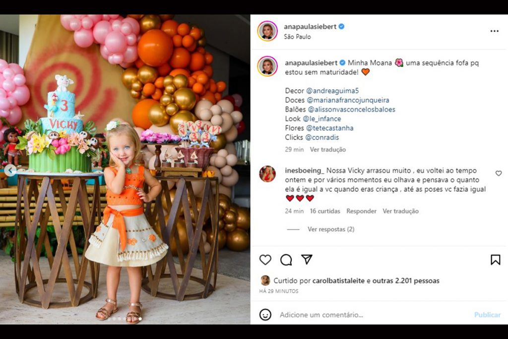 Festa de três anos da Vicky, filha de Roberto Justus e Ana Paula Siebert