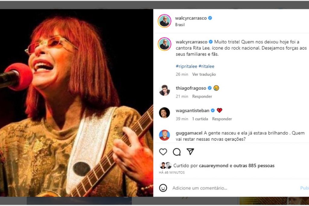 Walcyr Carrasco lamenta morte de Rita Lee