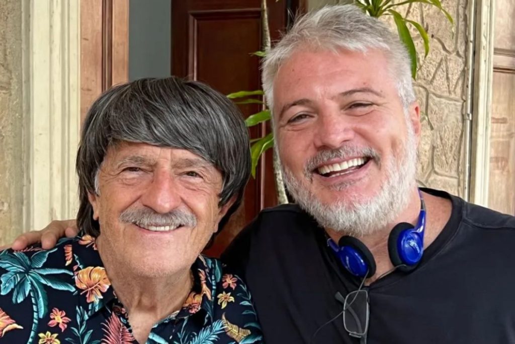 Ary Fontoura com o diretor, Fred Mayrink, no set de 'Socorro, Tô Falido'