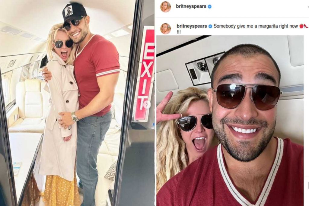 Britney Spears no avião com o marido