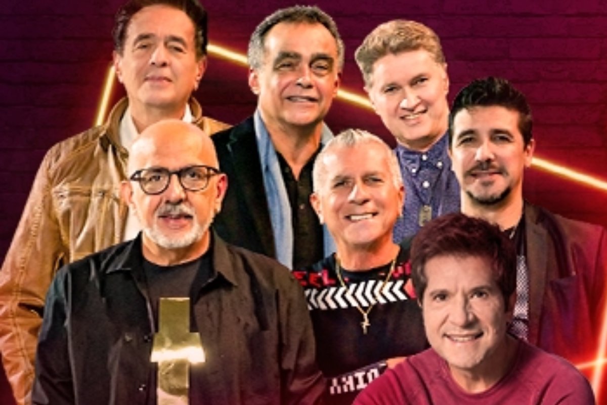 daniel e roupa nova posando juntos em cartaz do show a for�a do amor