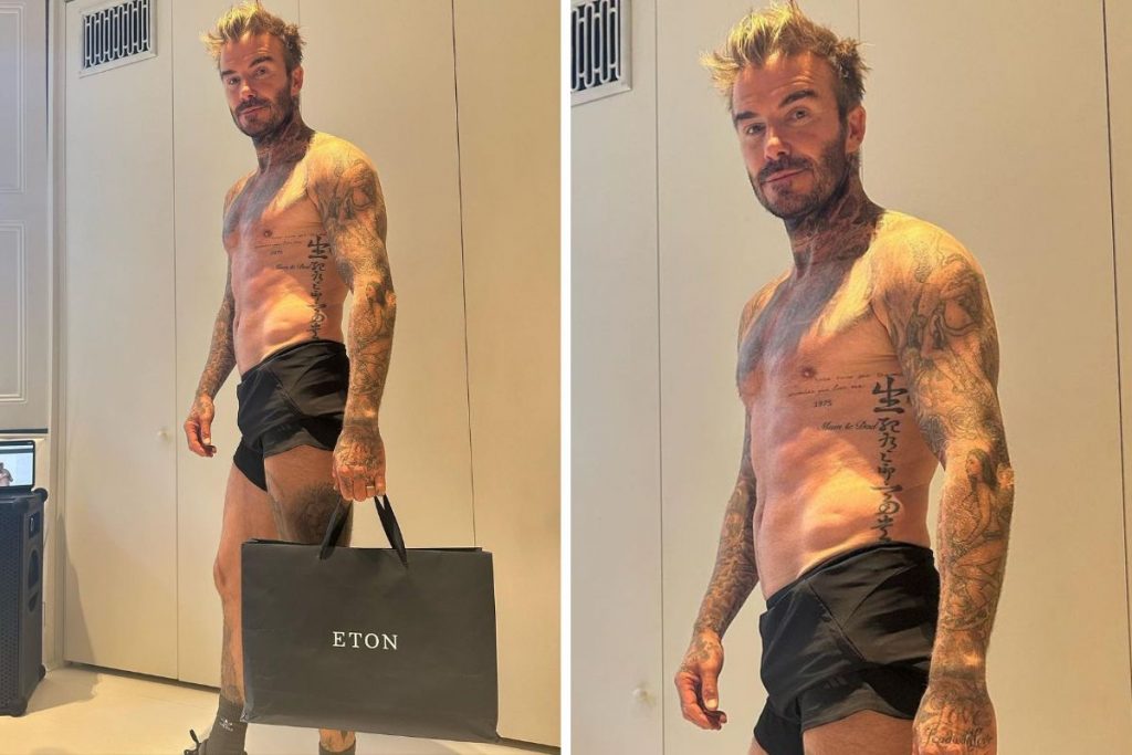 David Beckham sem camisa e de shortinho