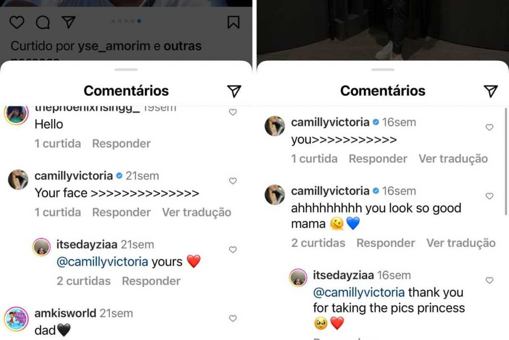 fotomontagem de camilly victoria flertando com daze no instagram