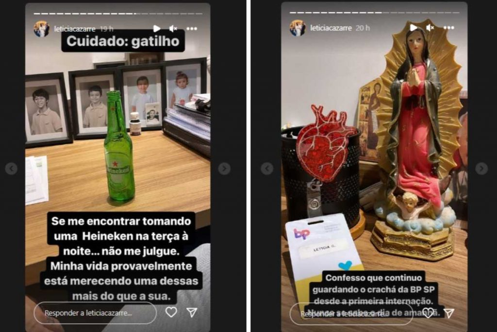 Stories de Letícia Cazarré desabafando no Instagram