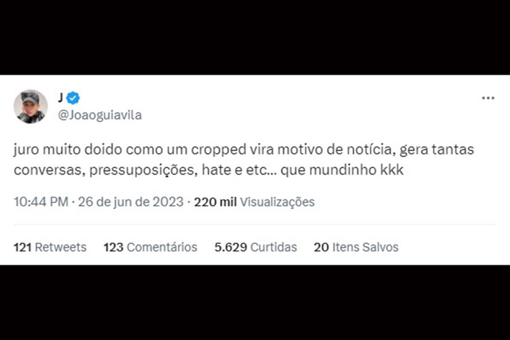 João Guilherme rebateu críticas no Twitter