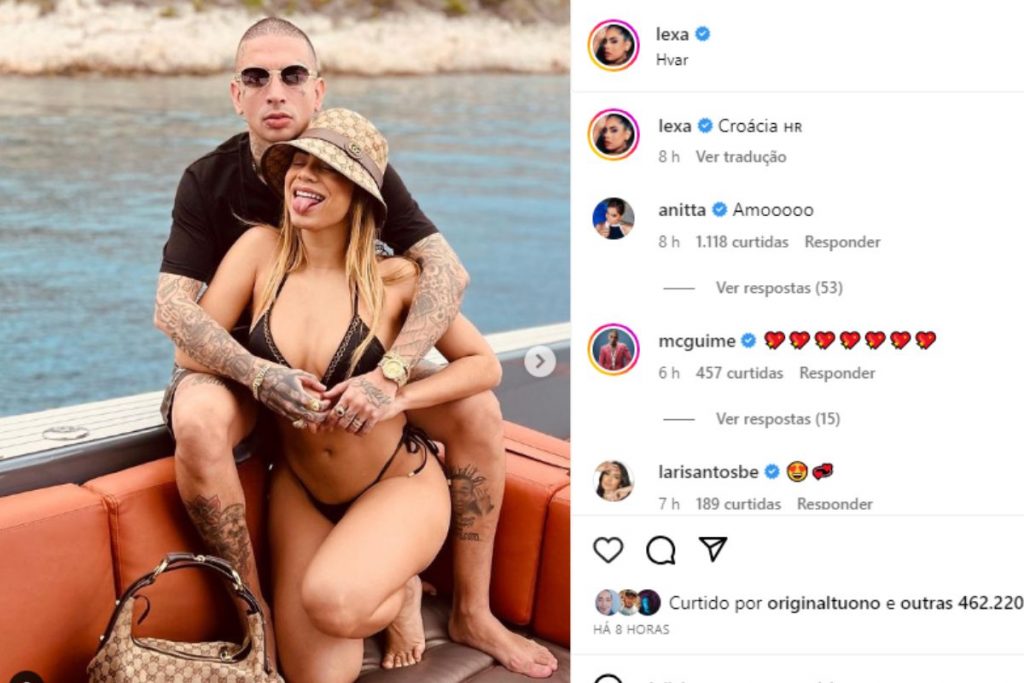 Lexa e MC Guimê em foto que Anitta comentou