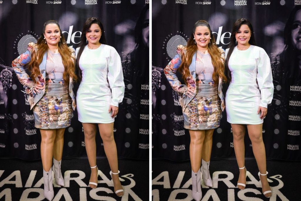 Maiara e Maraisa posaram para os fotógrafos antes do show