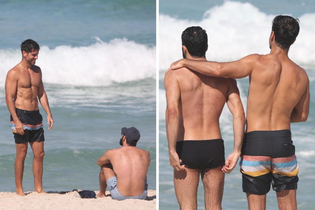 marcos pitombo com o namorado na praia