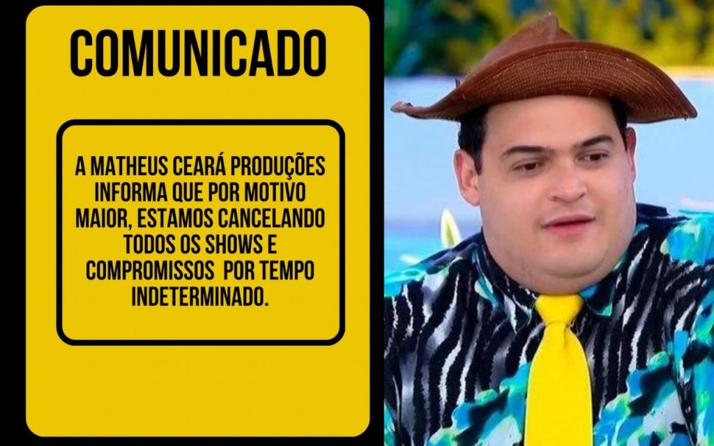 Matheus Ceará cancela shows e preocupa admiradores