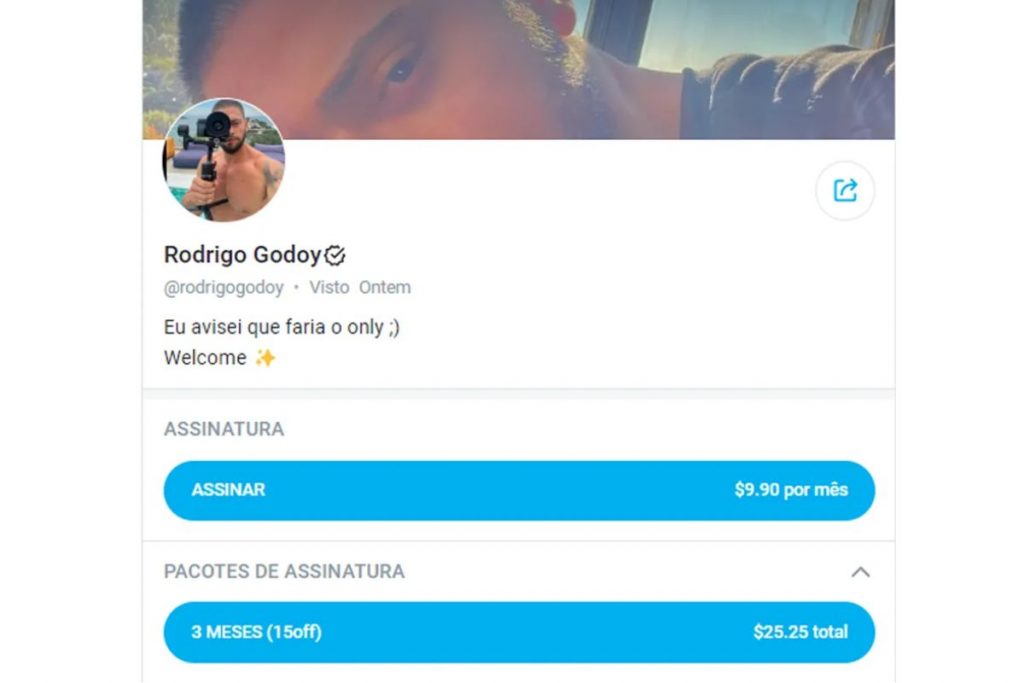 Rodrigo Godoy em seu perfil no Onlyfans