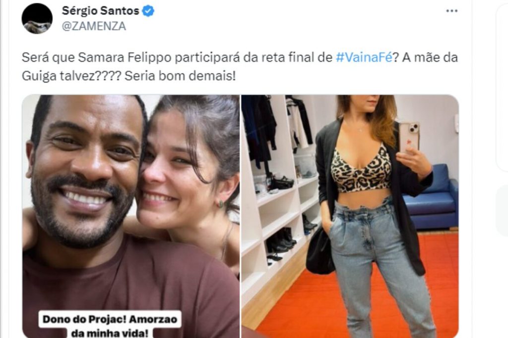 Postagem sobre Samara Felippo em "Vai na Fé"