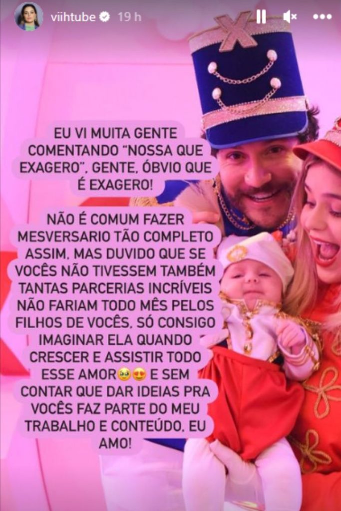 Viih Tube rebate críticas por conta do mesversário da filha, Lua