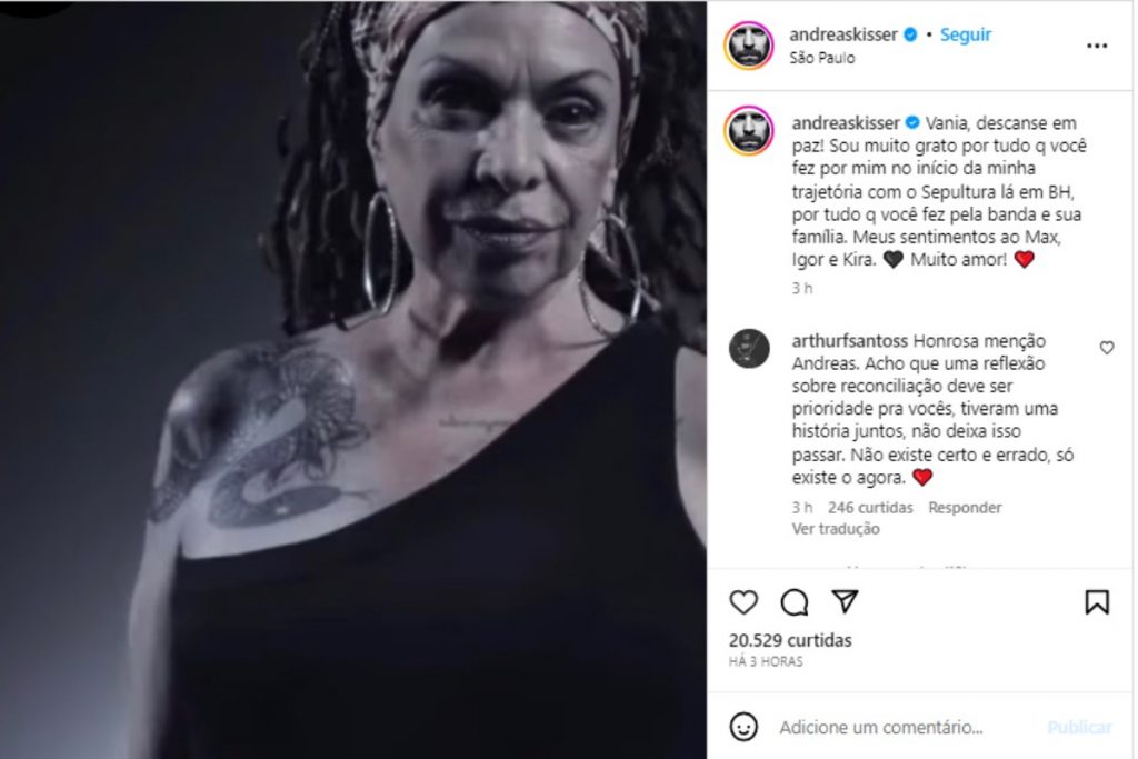 andreas kisser homenageando vania cavalera no instagram