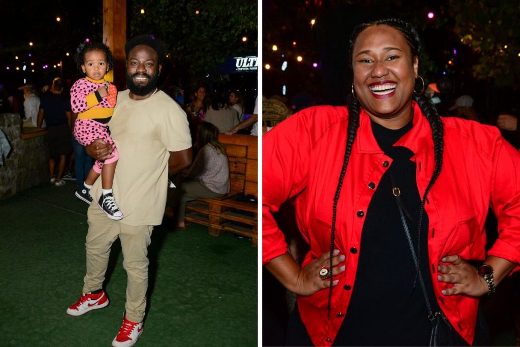 Douglas Silva com a filha e Luana Xavier