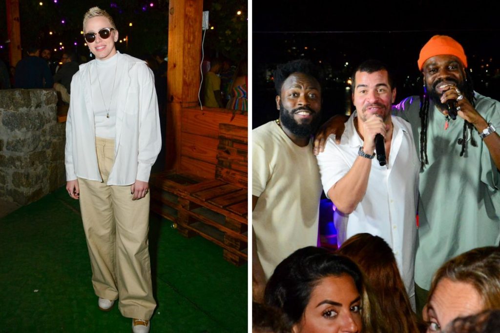 Marcela Ricca e Douglas Silva com Thiago Martins e Feyjão no palco