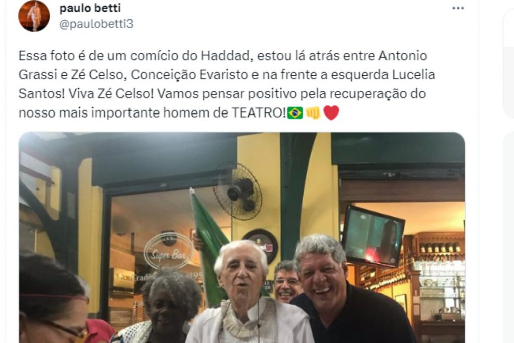 Postagem sobre morte de Zé Celso Martinez