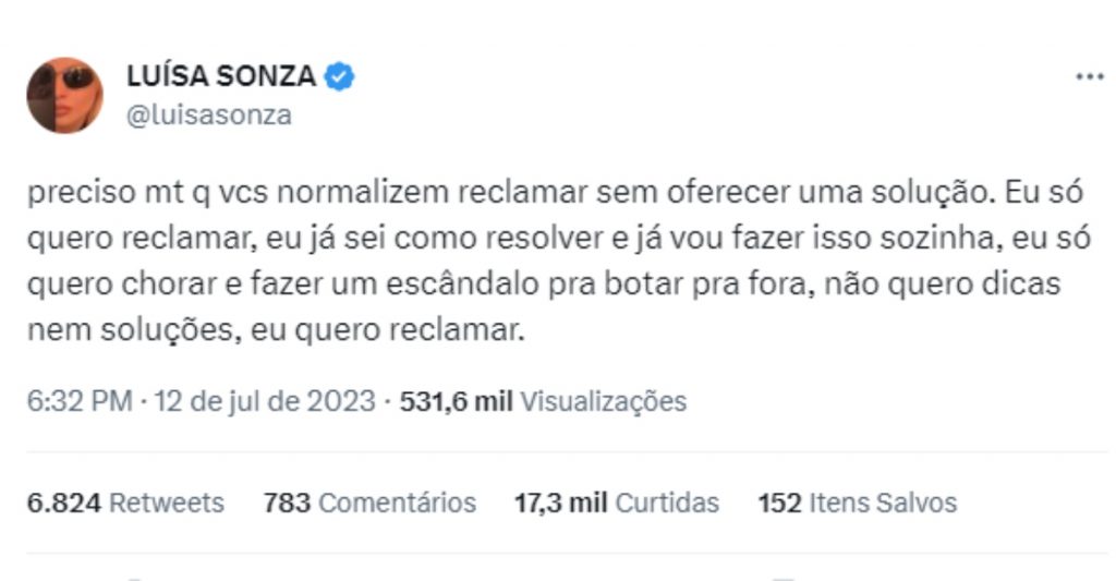 Postagem de Luisa Sonza