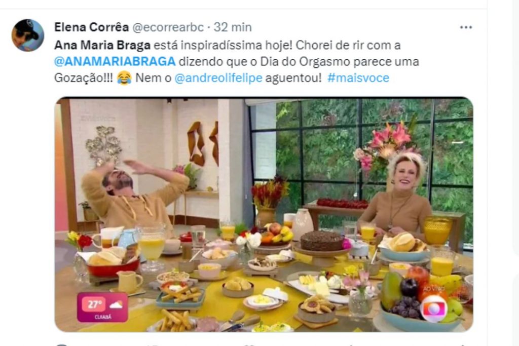 Post da risada de Ana maria Braga sobre o Dia do Orgasmo