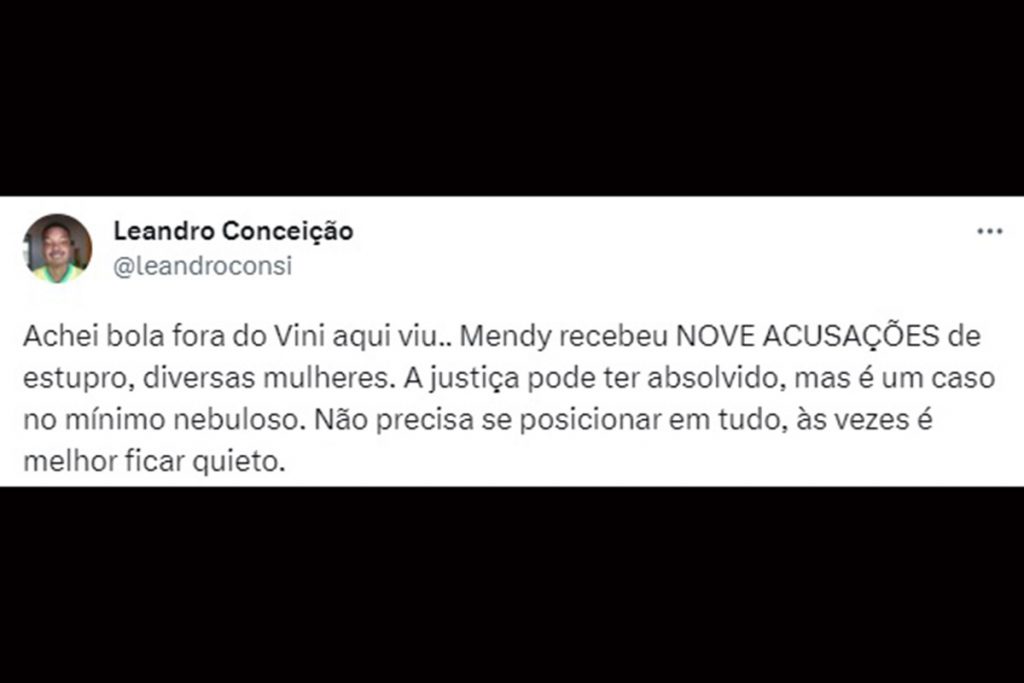 Os internautas criticaram muito a atitude de Vinicius Jr