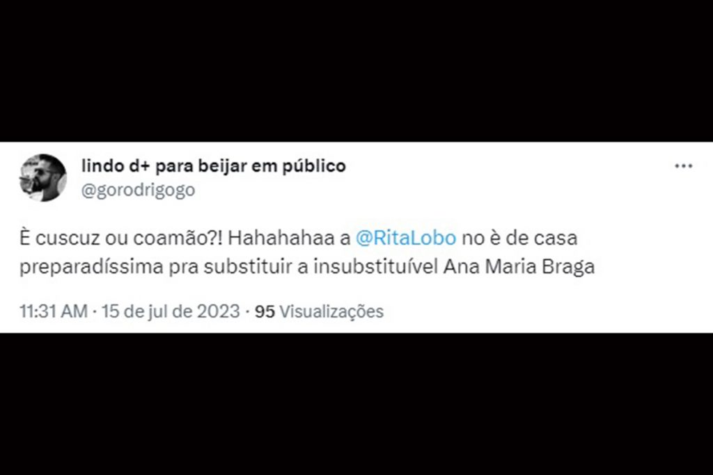 Rita Lobo foi comparada com Ana Maria Braga