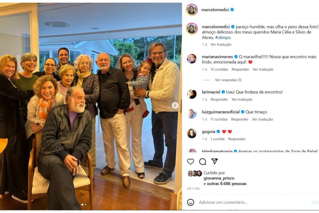 Post do encontro entre atores veteranos da TV Globo