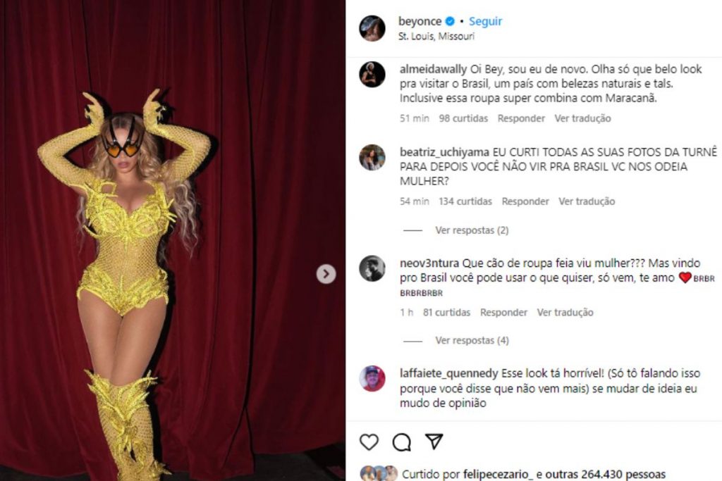 Fãs cobrando show de Beyoncé no Brasil