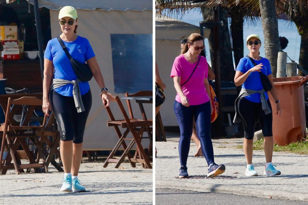 Fátima Bernardes e amiga na Barra da Tijuca