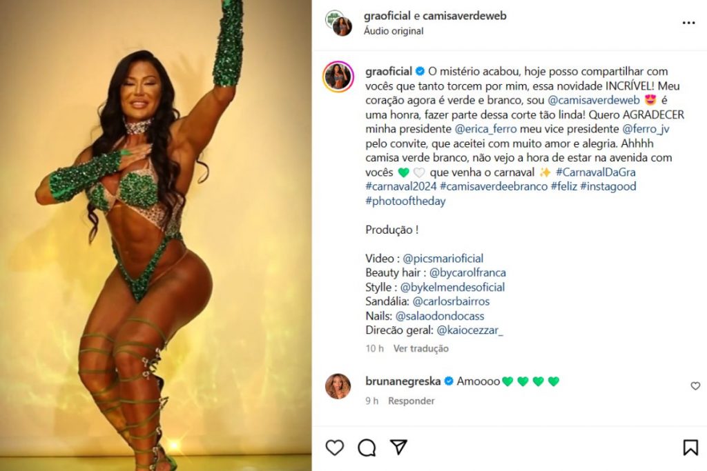 Gracyanne Barbosa anuncia volta ao Carnaval de São Paulo