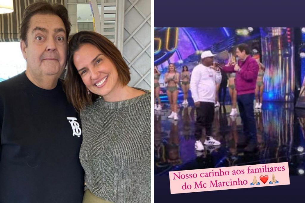Luciana Cardoso, Faustão e MC Marcinho em programa com o marido
