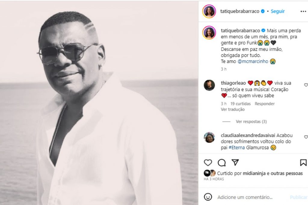 Homenagem de Tati Quebra Barraco a MC Marcinho no Instagram
