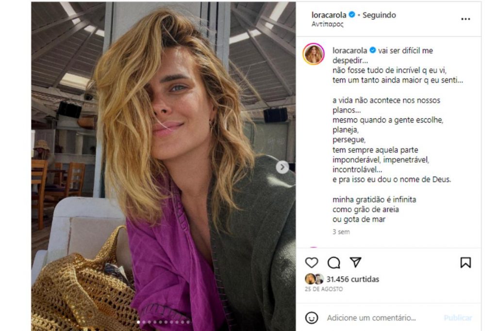 Carolina Dieckmann em selfie casual durante viagem no Instagram