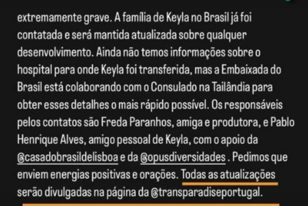 Comunicado sobre Keyla Brasil 