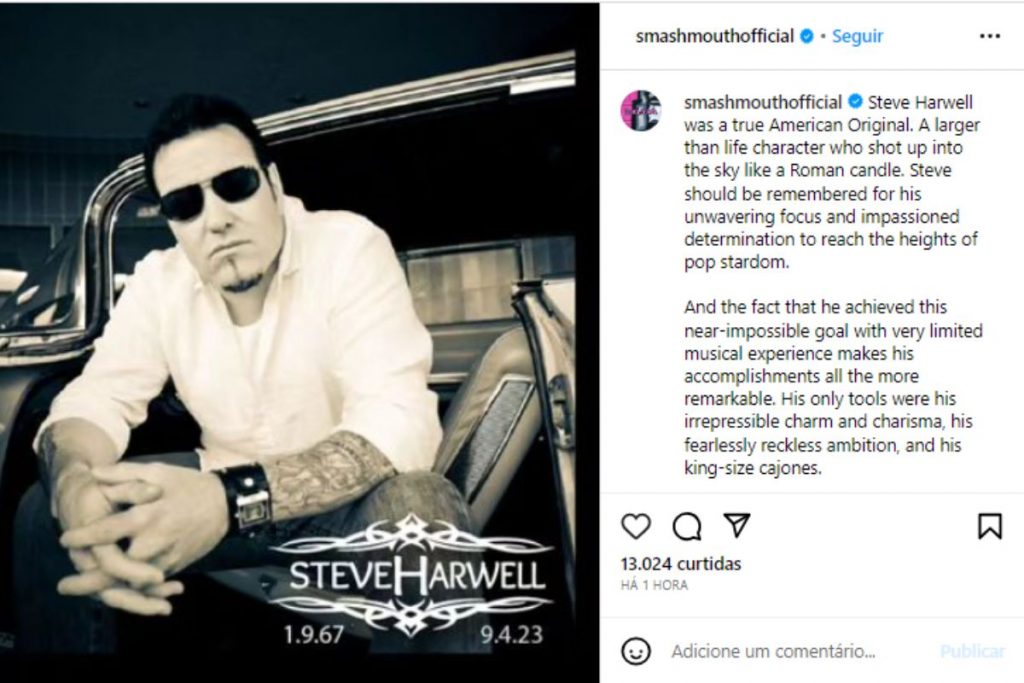 Homenagem do Smash Mouth para Steve Harwell no Instagram