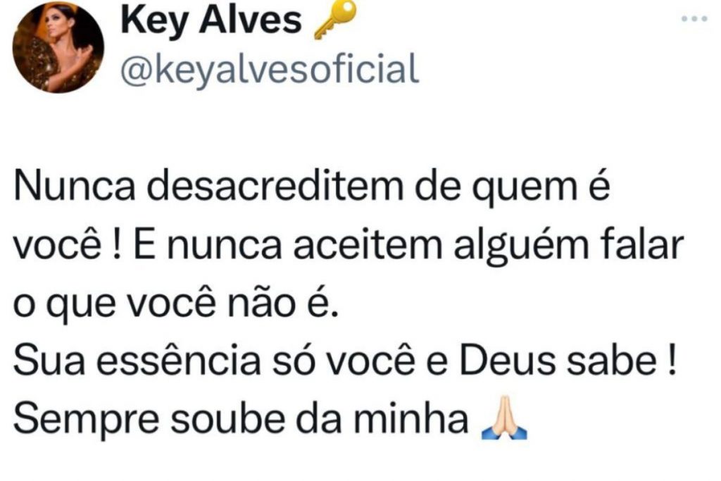 Post de Key Alves comemorando decisão judicial