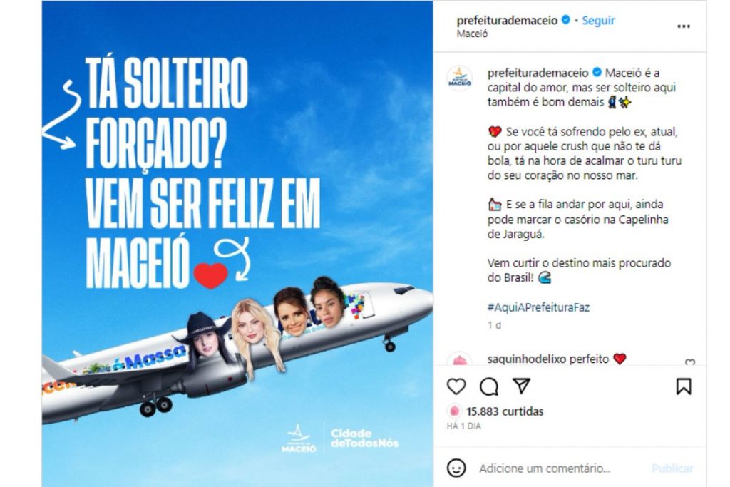 Campanha de turismo em Maceió usando términos de famosos no Instagram