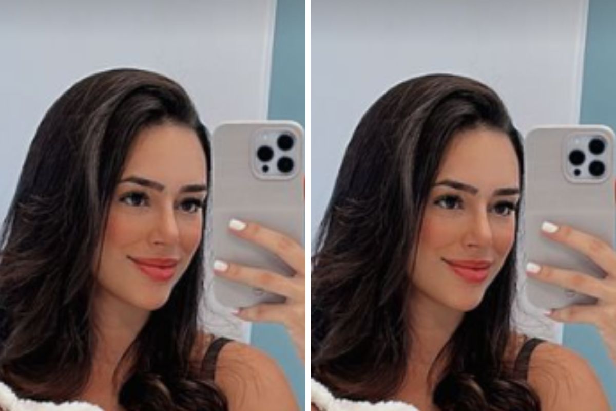 Bruna Biancardi faz selfie em frente ao espelho