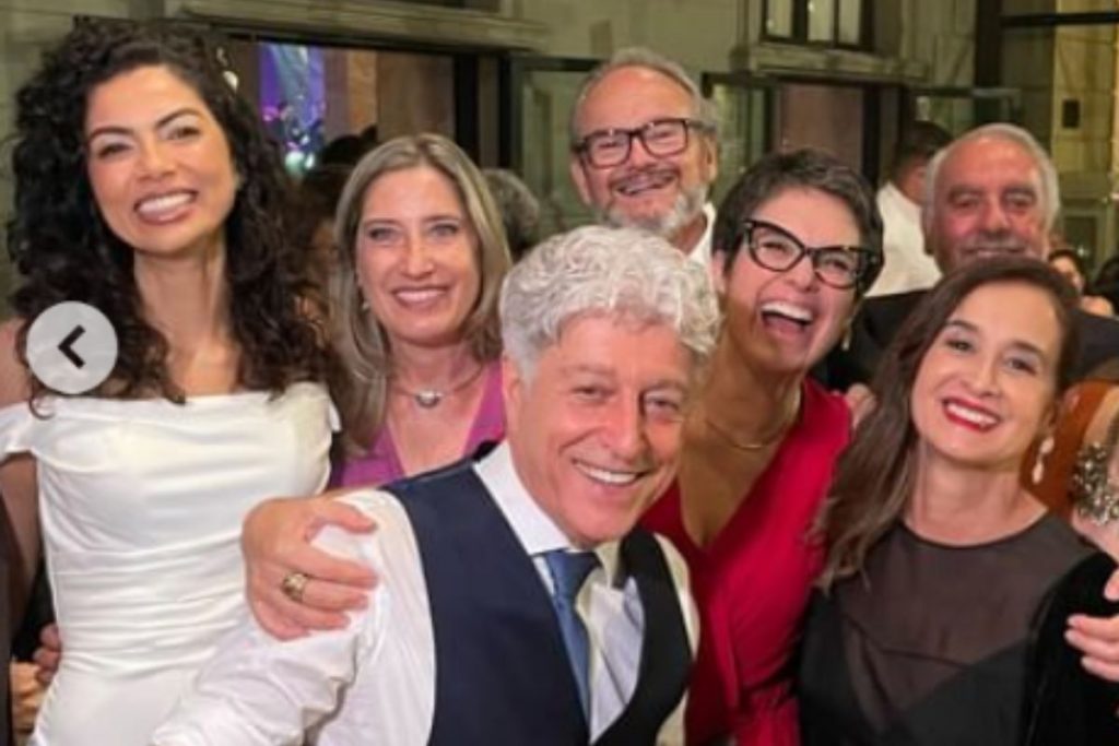 Caco Barcellos com amigos do jornalismo da Globo