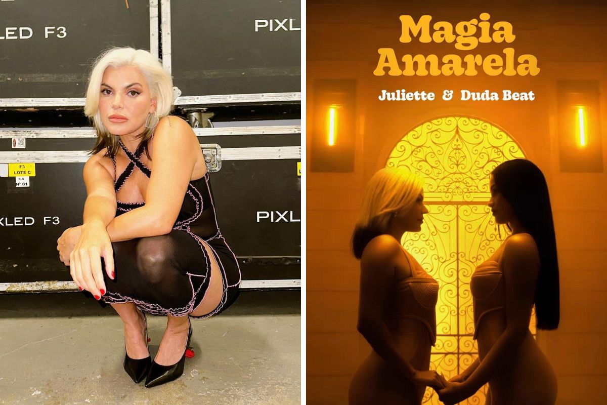 Duda Beat e capa da campanha 'Magia Amarela', com a cantora e Juliette