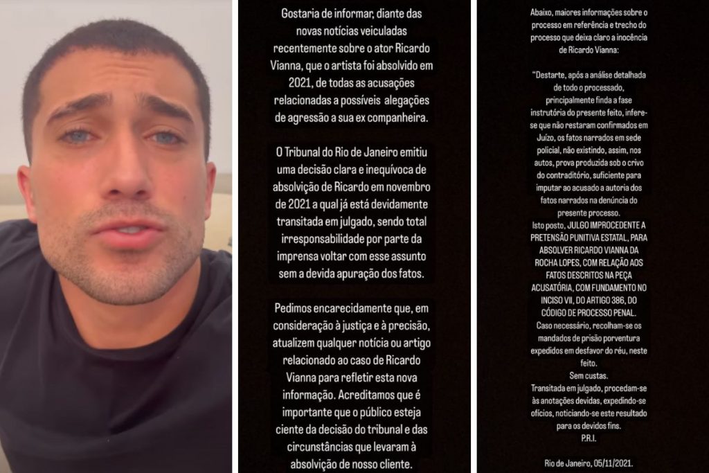 Ricardo Vianna postou detalhes da absolvição em caso de acusação de agressão